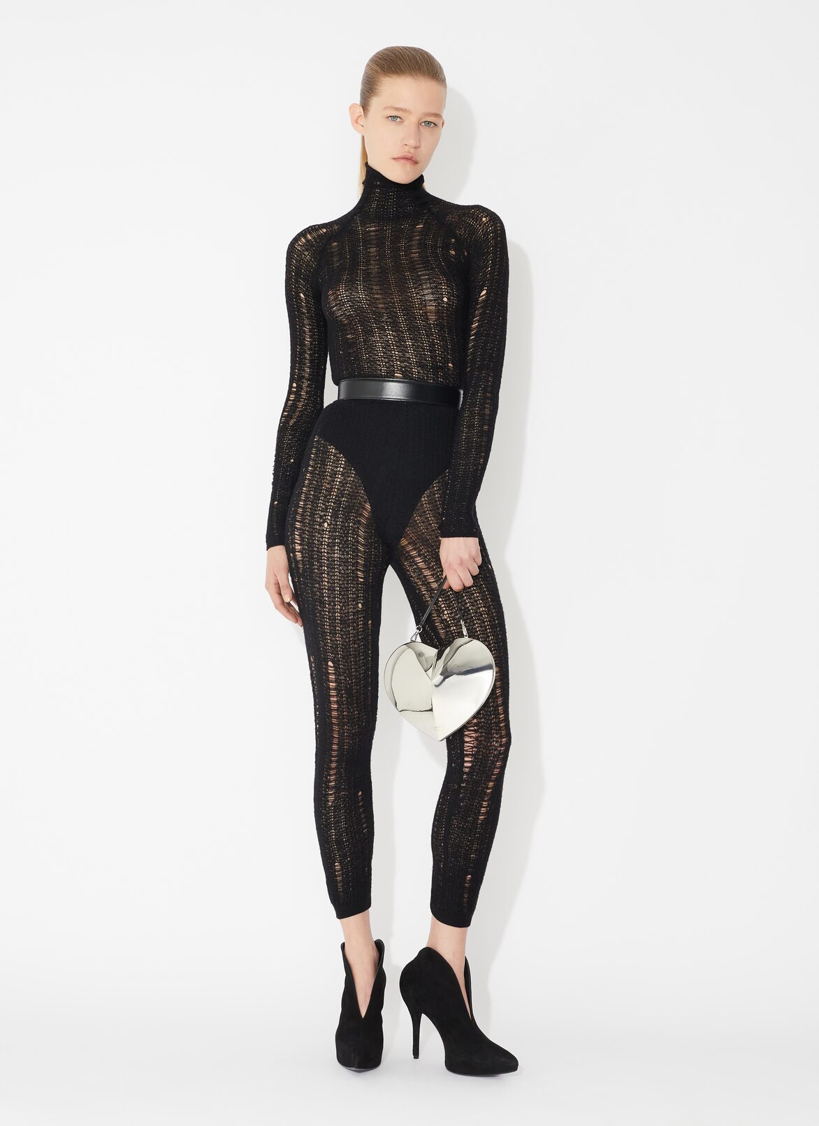 Ladder lace rollneck ALAÏA BLACK LADDER LACE ROLLNECK